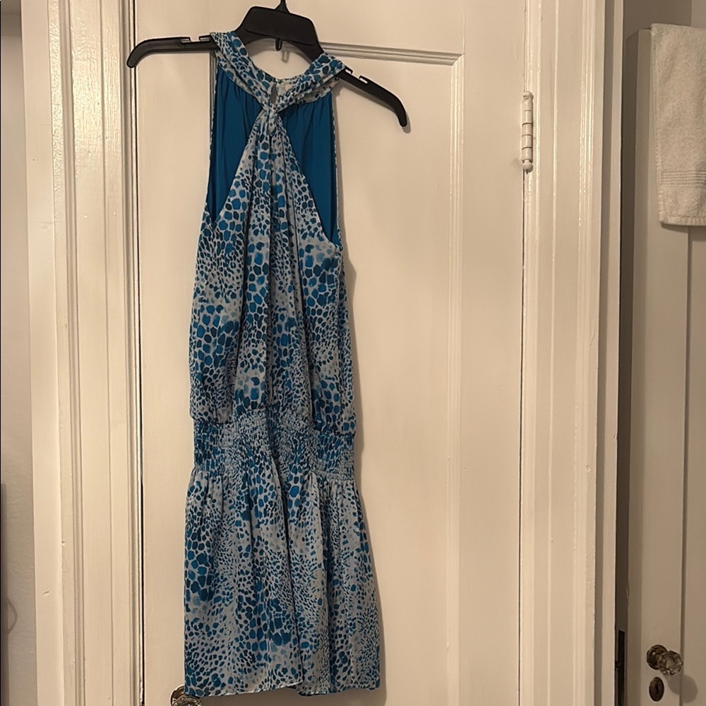 Ramy Brook Blue and White Halter Sundress